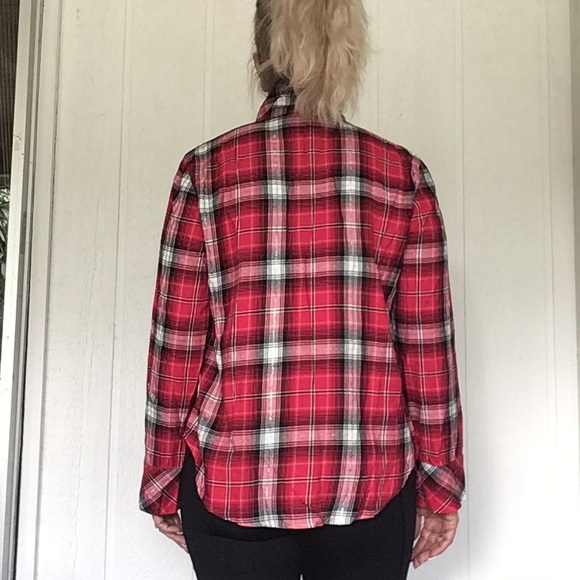 VICTORIAS SECRET PLAID SOFT COTTON FLANNEL PAJAMA TOP MEDIUM - Picture 5 of 11